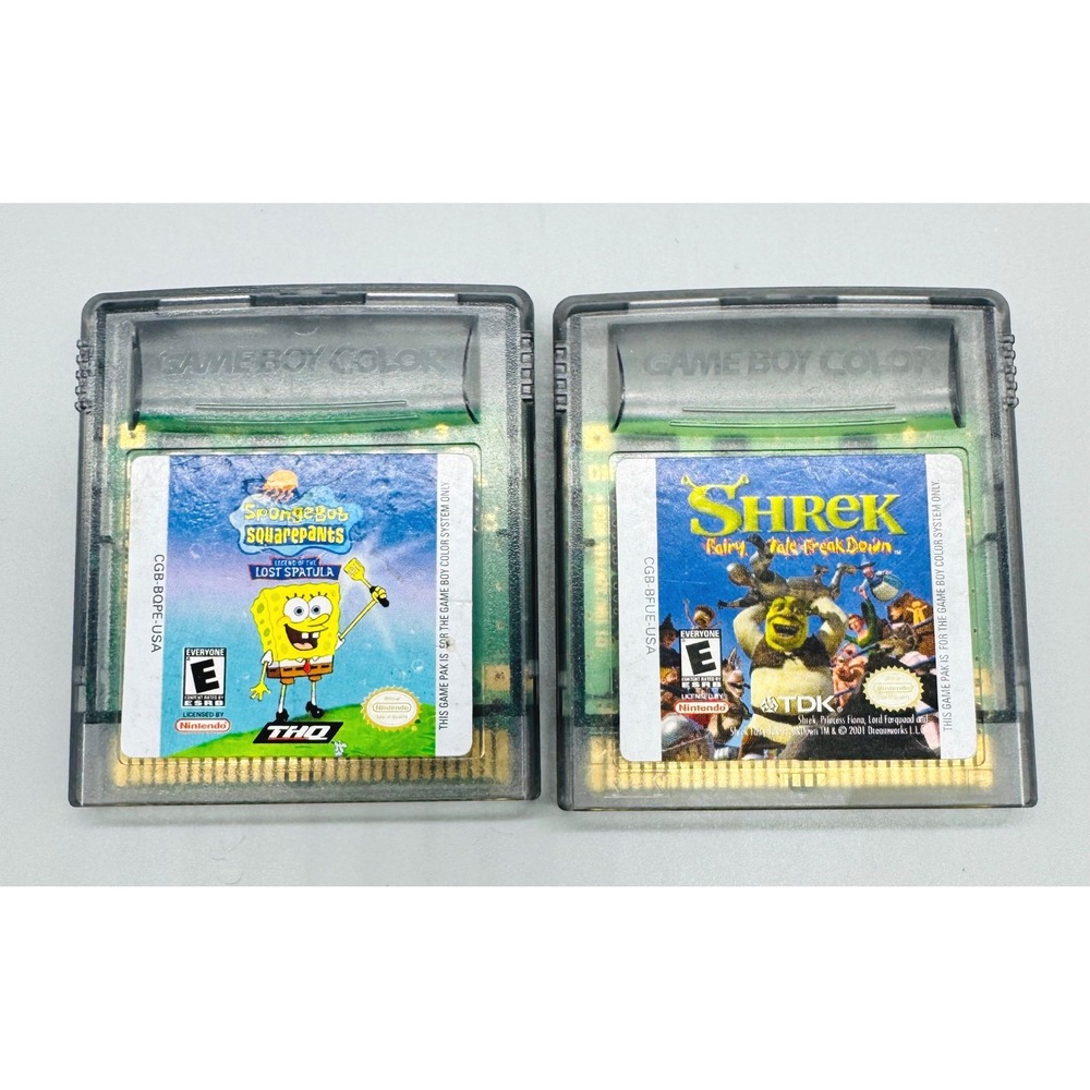 Nintendo Game Boy Color Games Spongebob Squarepants and Shrek‎ Lot of 2